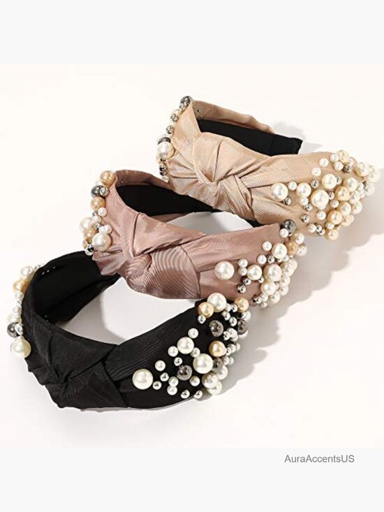 6 Pack Padded Knotted Pearl Headbands Non Slip Hair Accessory Gift main image 7